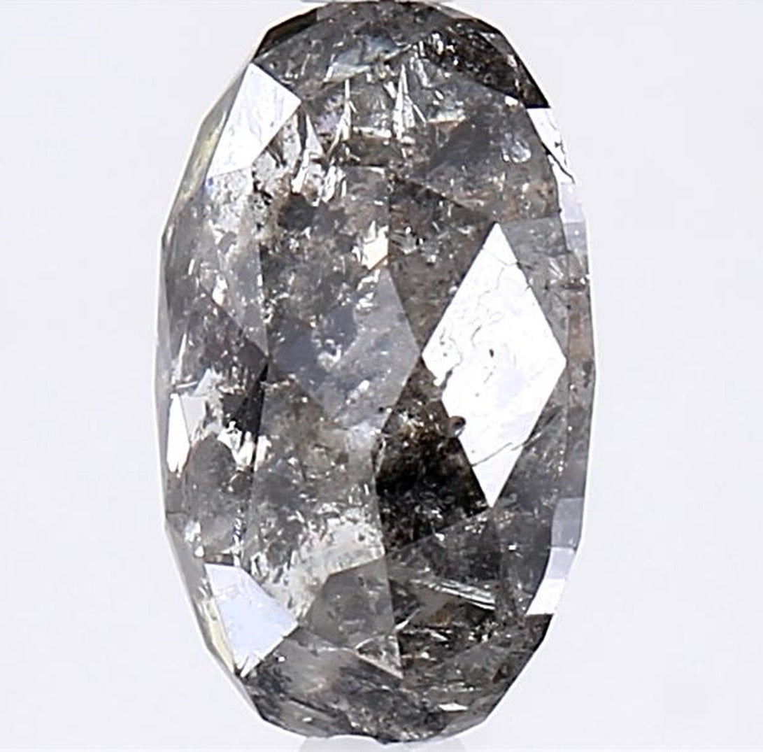 2.27 Carat Salt and Pepper Diamond, Natural Gray Color Oval Loose Diamond for Engagement Ring