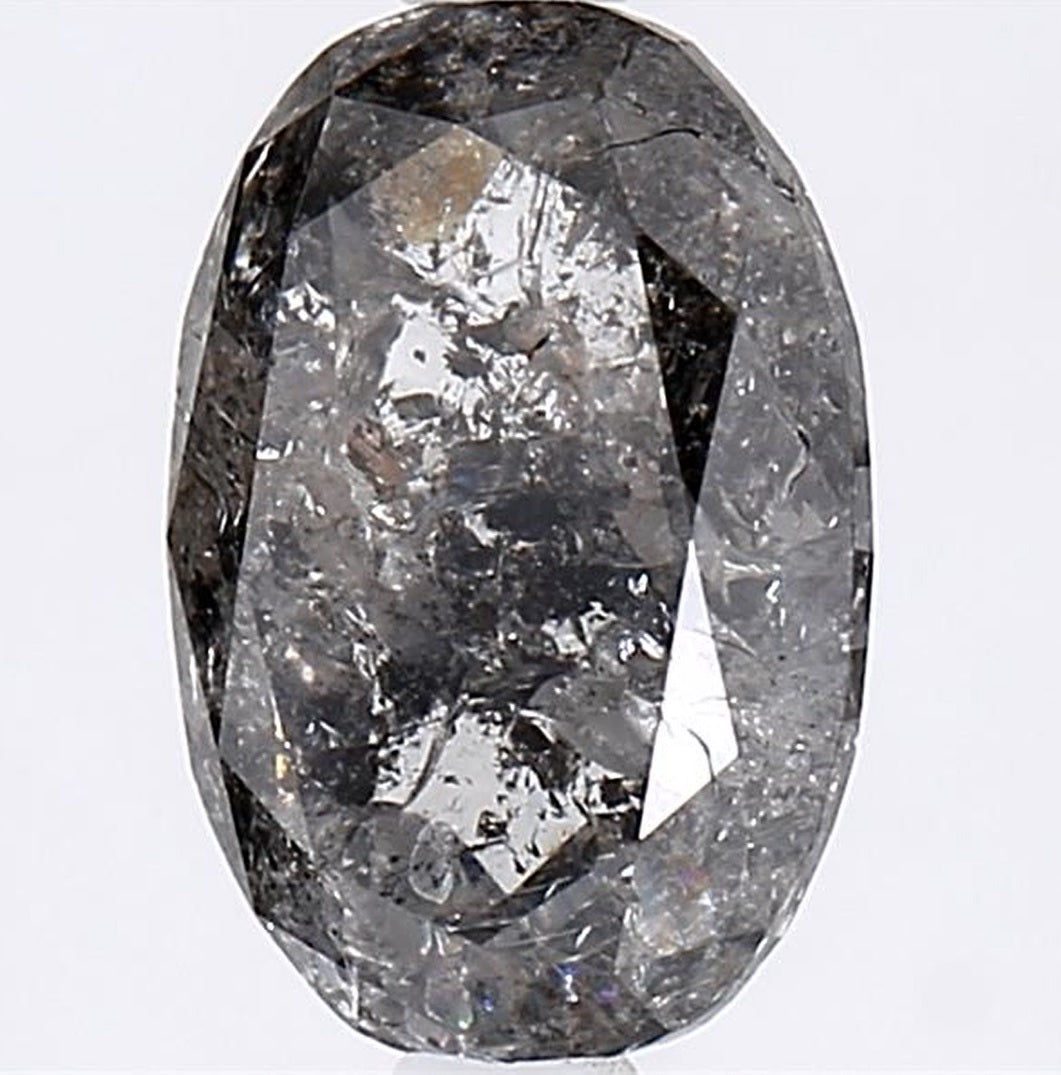 2.27 Carat Salt and Pepper Diamond, Natural Gray Color Oval Loose Diamond for Engagement Ring