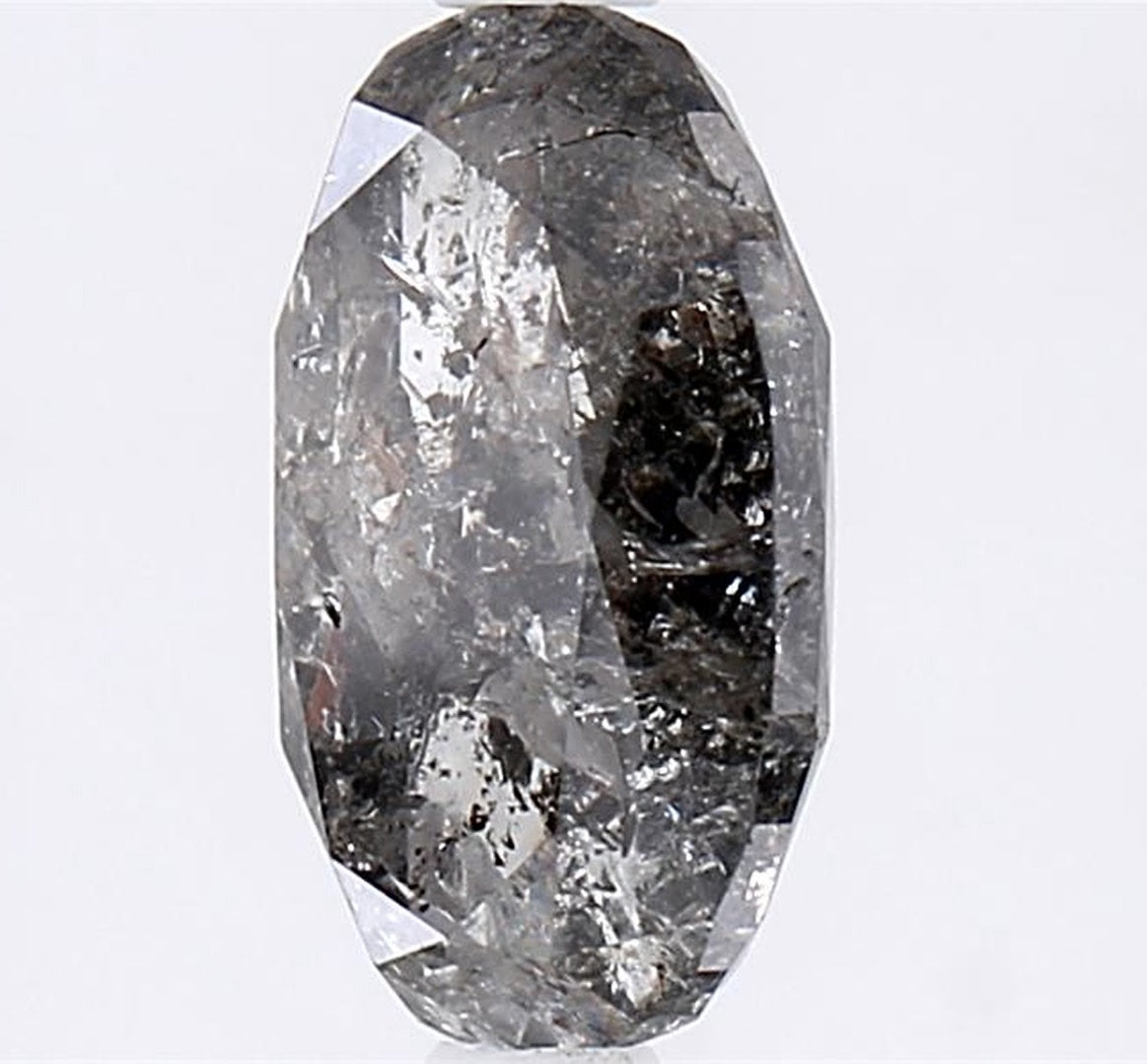 2.27 Carat Salt and Pepper Diamond, Natural Gray Color Oval Loose Diamond for Engagement Ring