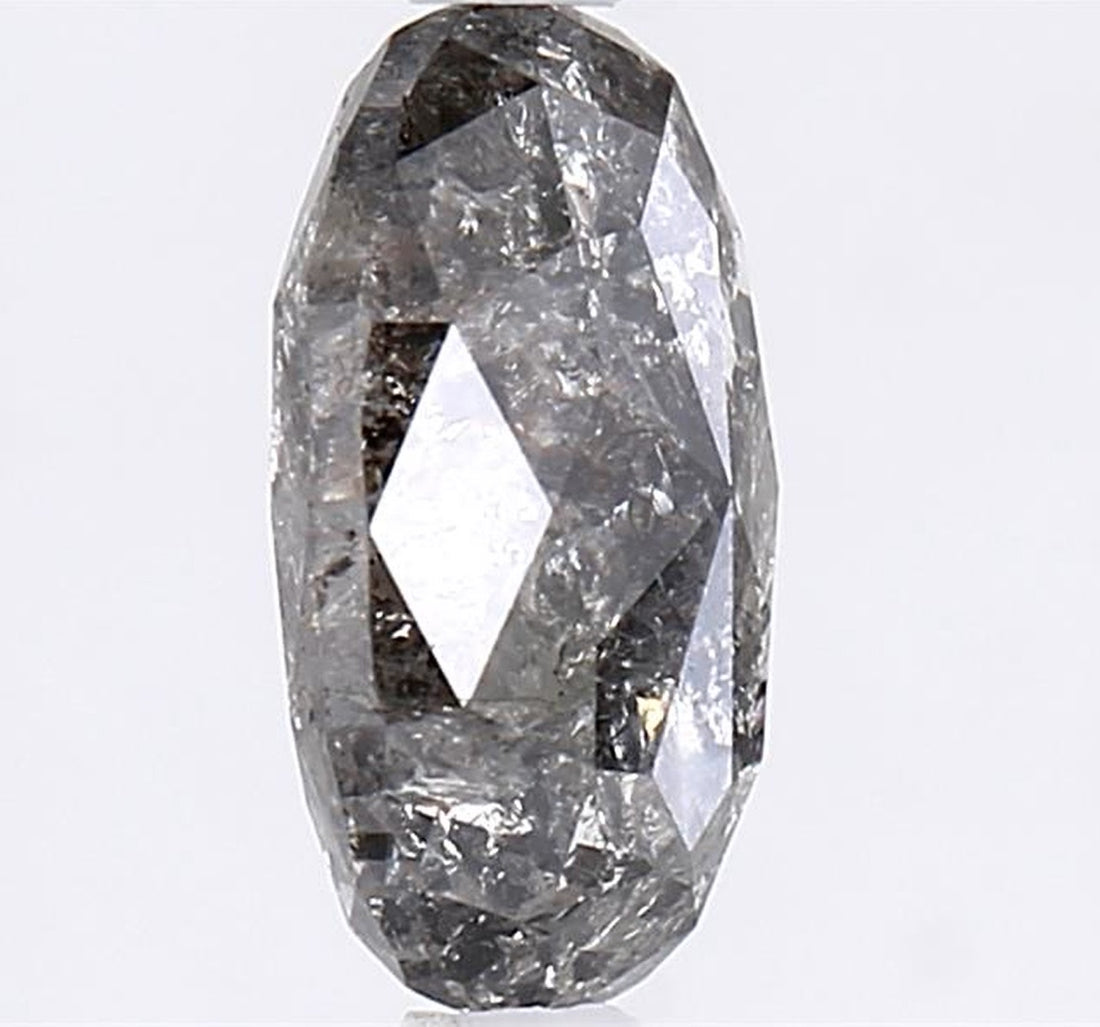 2.27 Carat Salt and Pepper Diamond, Natural Gray Color Oval Loose Diamond for Engagement Ring