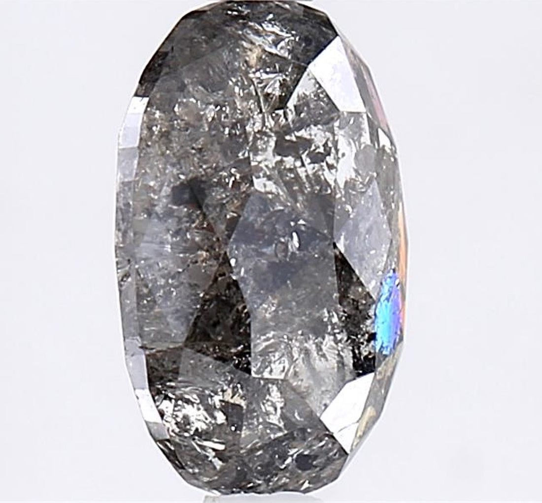 2.27 Carat Salt and Pepper Diamond, Natural Gray Color Oval Loose Diamond for Engagement Ring