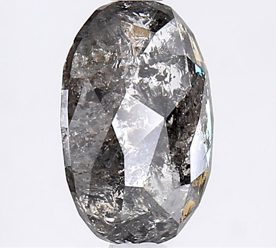 2.27 Carat Salt and Pepper Diamond, Natural Gray Color Oval Loose Diamond for Engagement Ring