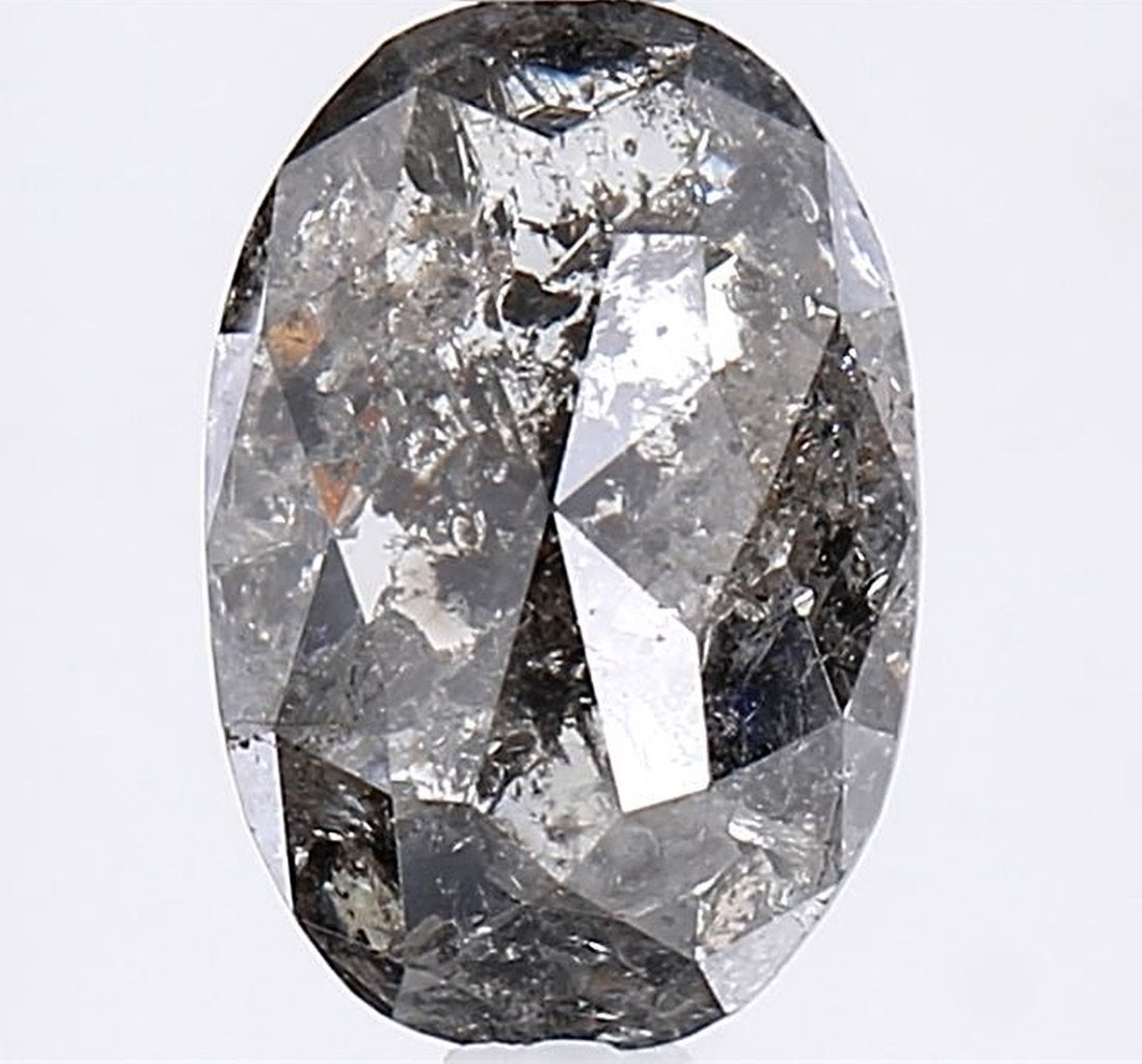 2.27 Carat Salt and Pepper Diamond, Natural Gray Color Oval Loose Diamond for Engagement Ring