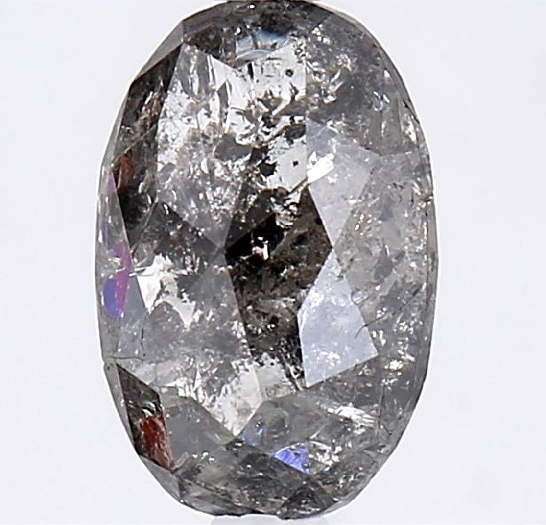 2.27 Carat Salt and Pepper Diamond, Natural Gray Color Oval Loose Diamond for Engagement Ring