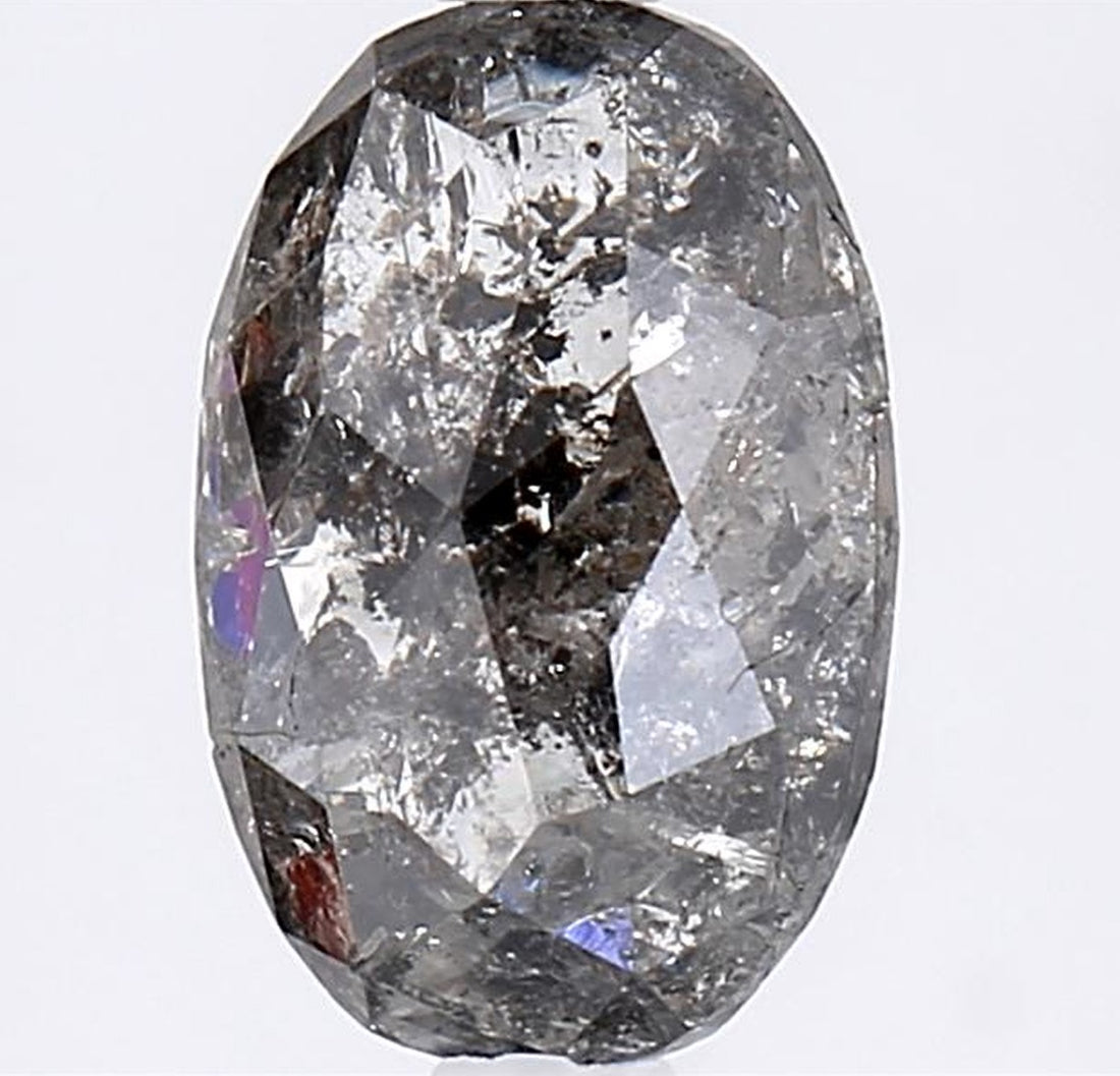 2.27 Carat Salt and Pepper Diamond, Natural Gray Color Oval Loose Diamond for Engagement Ring