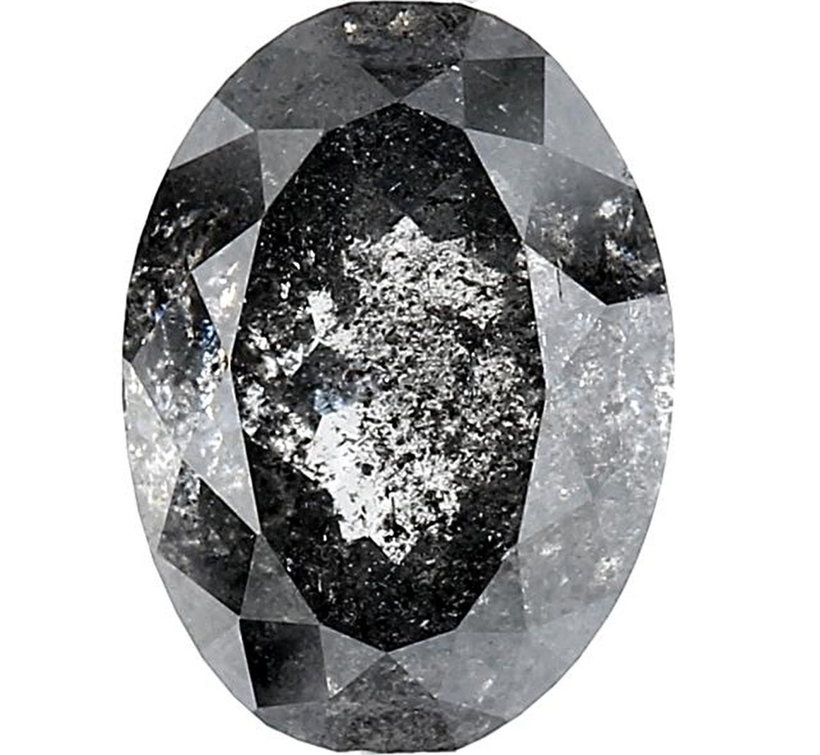 3.17 Carat Salt and Pepper Diamond, Natural Gray Color Oval Loose Diamond for Engagement Ring