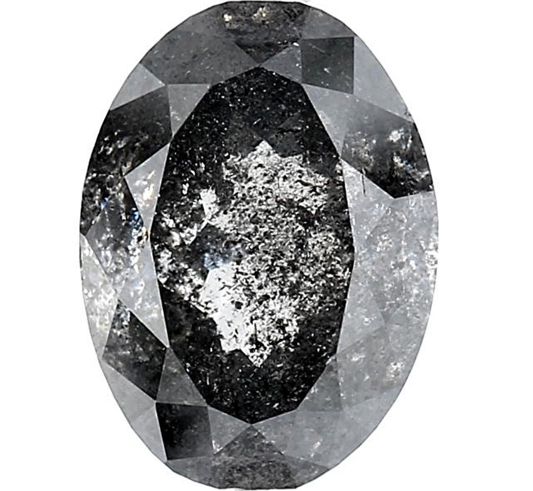 3.17 Carat Salt and Pepper Diamond, Natural Gray Color Oval Loose Diamond for Engagement Ring