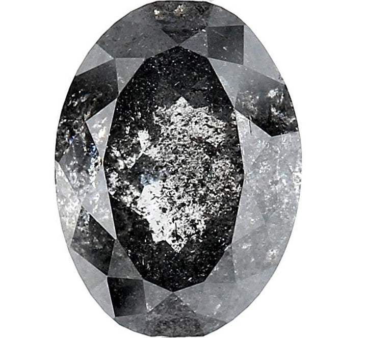 3.17 Carat Salt and Pepper Diamond, Natural Gray Color Oval Loose Diamond for Engagement Ring