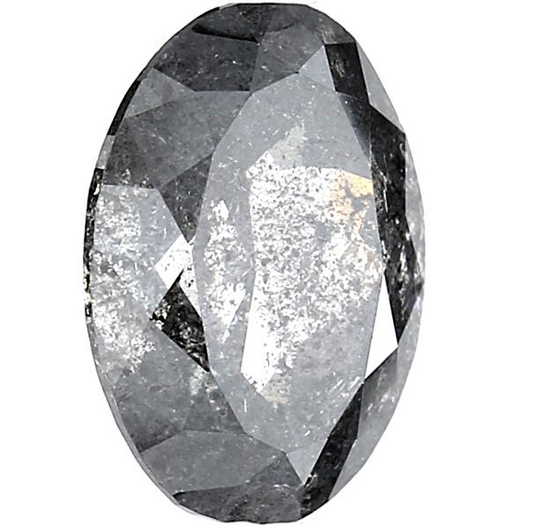 3.17 Carat Salt and Pepper Diamond, Natural Gray Color Oval Loose Diamond for Engagement Ring