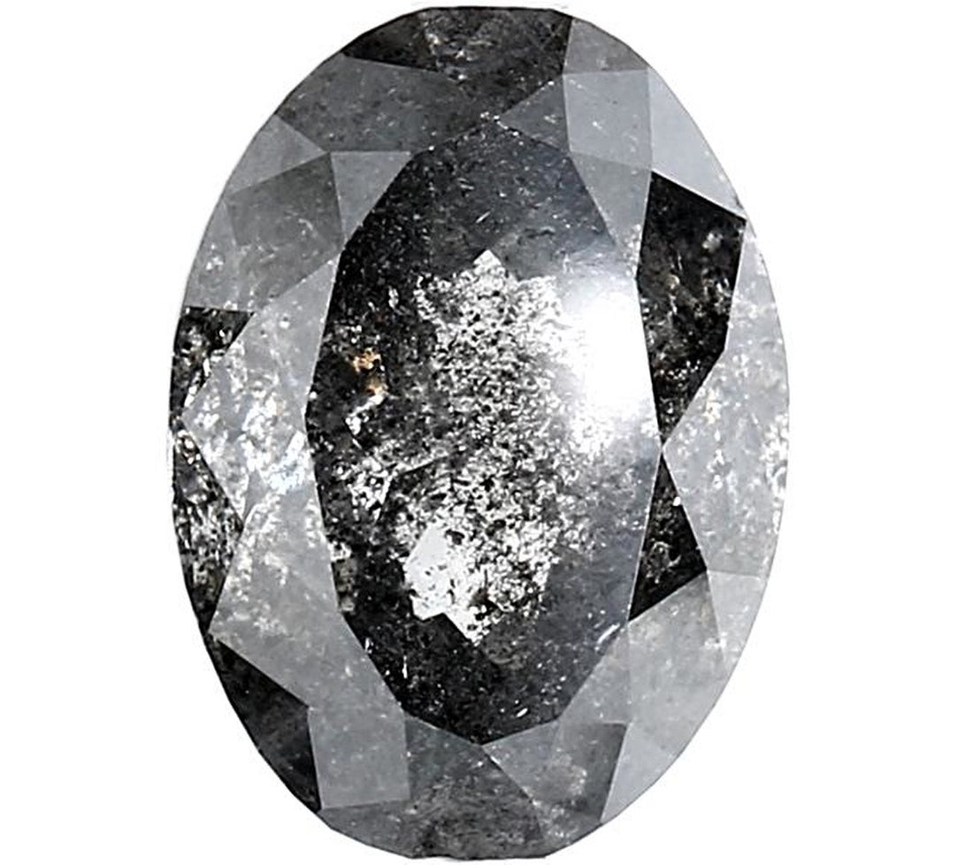 3.17 Carat Salt and Pepper Diamond, Natural Gray Color Oval Loose Diamond for Engagement Ring