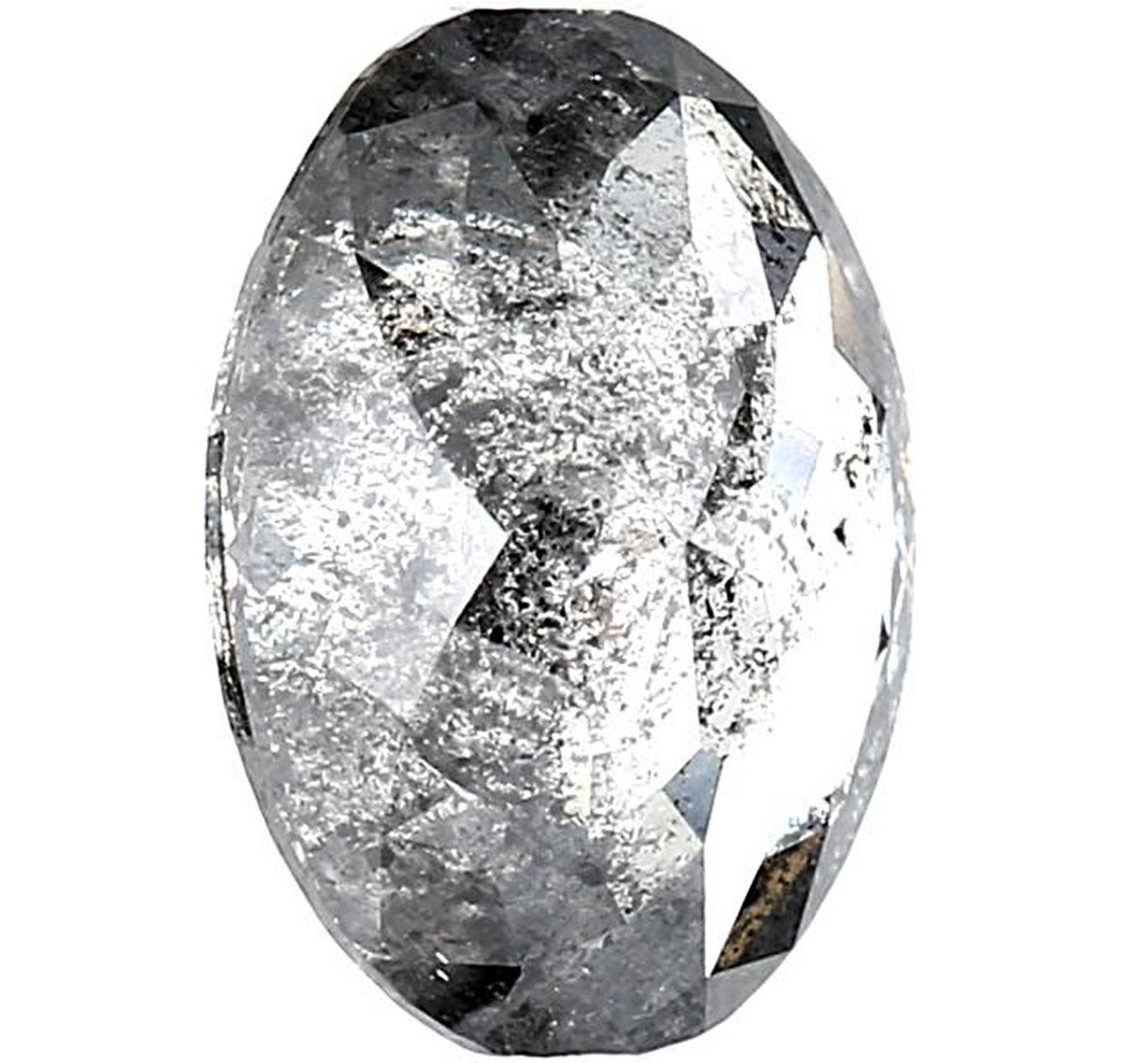 3.17 Carat Salt and Pepper Diamond, Natural Gray Color Oval Loose Diamond for Engagement Ring