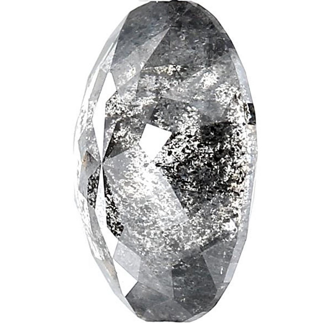 3.17 Carat Salt and Pepper Diamond, Natural Gray Color Oval Loose Diamond for Engagement Ring