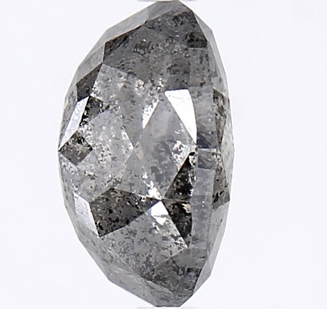 2.65 Carat Salt and Pepper Diamond, Natural Gray Color Oval Loose Diamond for Engagement Ring