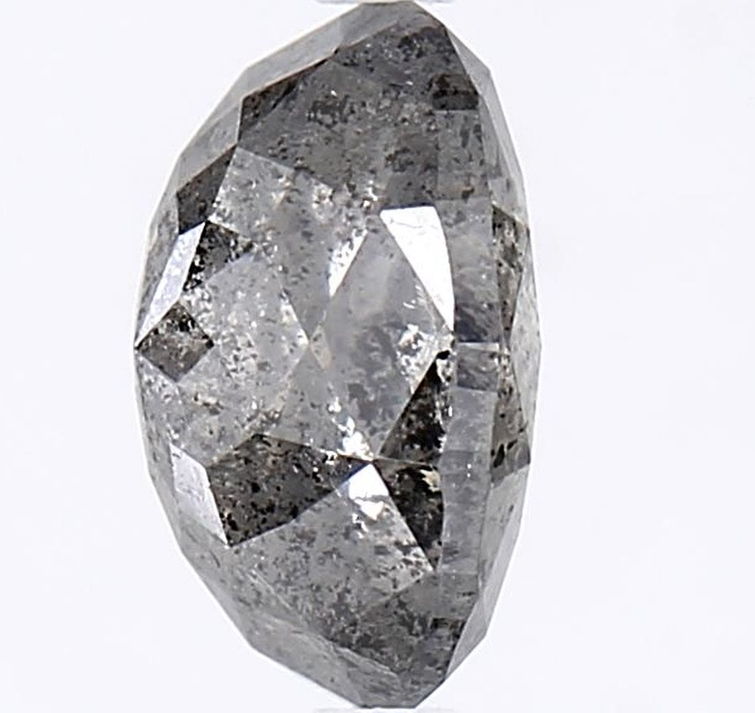 2.65 Carat Salt and Pepper Diamond, Natural Gray Color Oval Loose Diamond for Engagement Ring