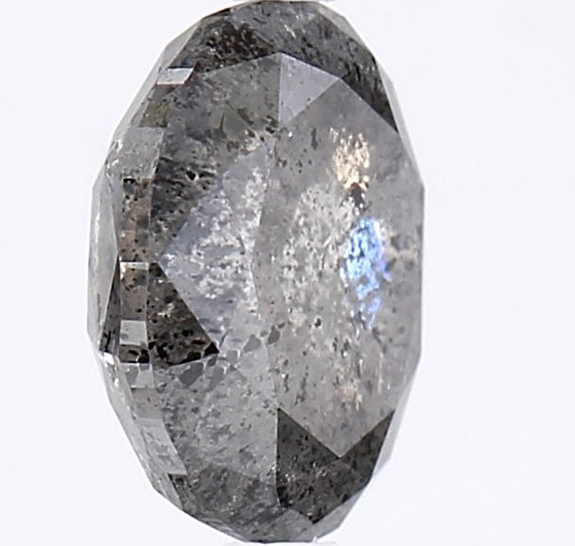 2.65 Carat Salt and Pepper Diamond, Natural Gray Color Oval Loose Diamond for Engagement Ring