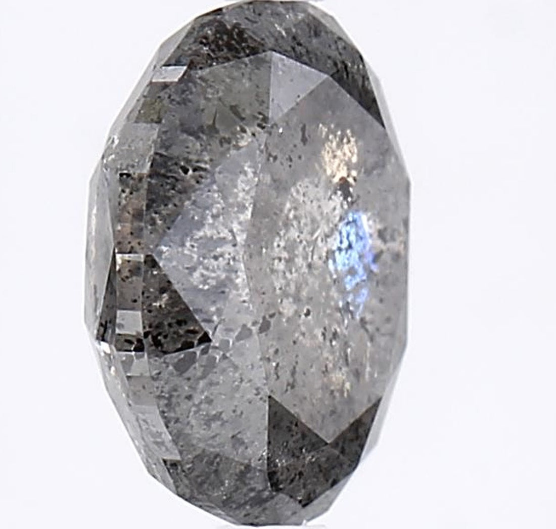 2.65 Carat Salt and Pepper Diamond, Natural Gray Color Oval Loose Diamond for Engagement Ring