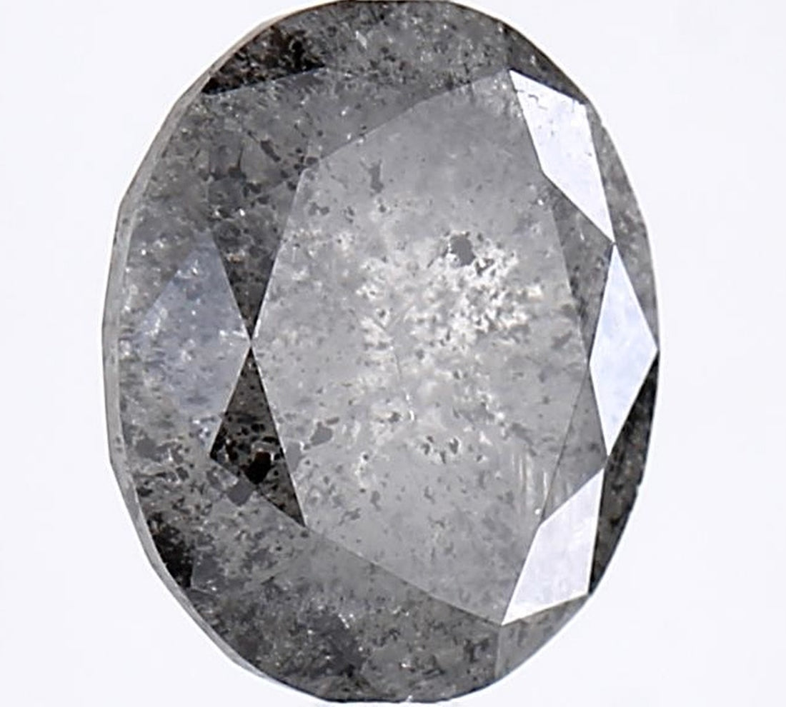 2.65 Carat Salt and Pepper Diamond, Natural Gray Color Oval Loose Diamond for Engagement Ring