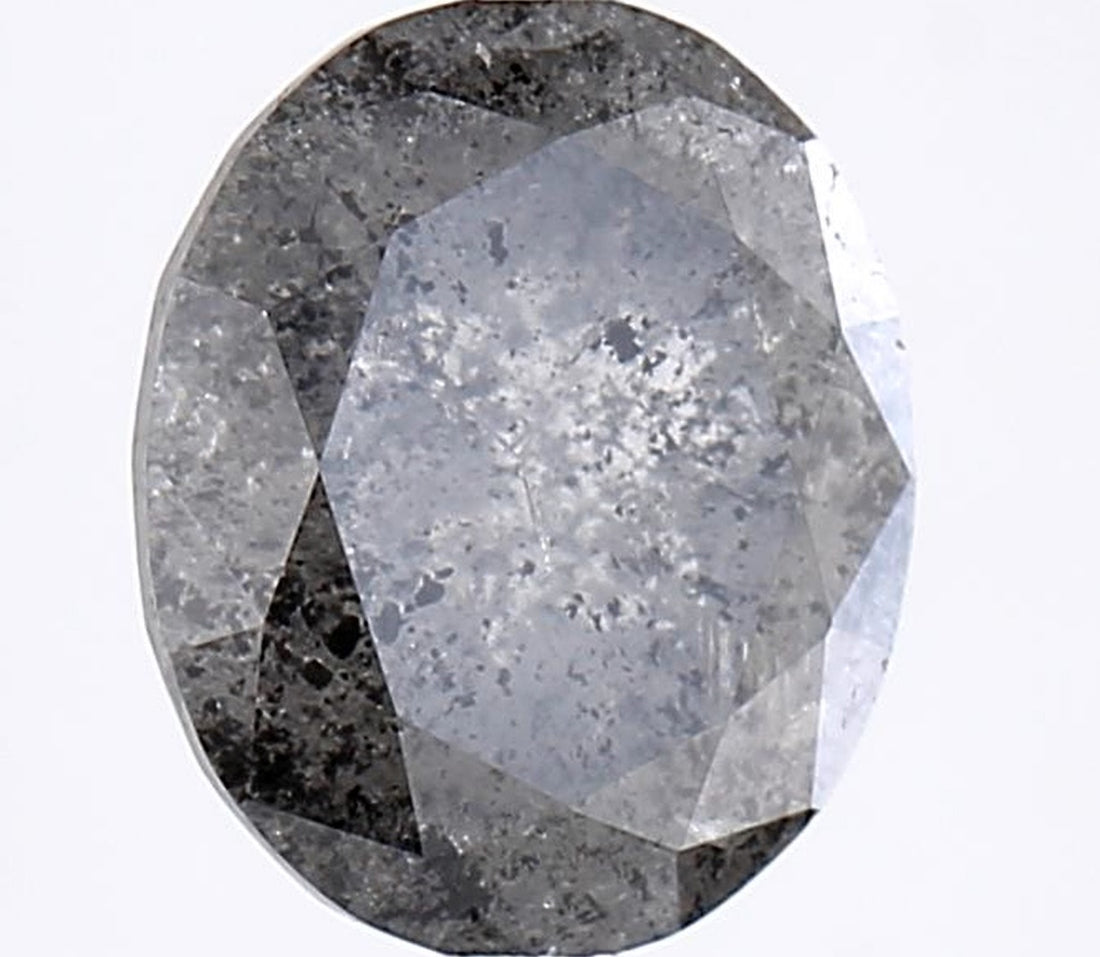 2.65 Carat Salt and Pepper Diamond, Natural Gray Color Oval Loose Diamond for Engagement Ring
