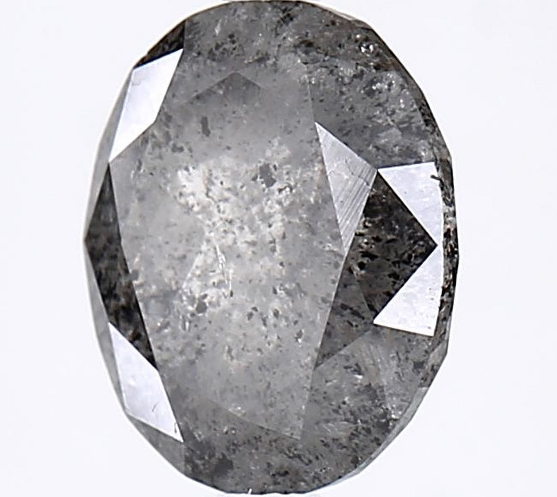 2.65 Carat Salt and Pepper Diamond, Natural Gray Color Oval Loose Diamond for Engagement Ring
