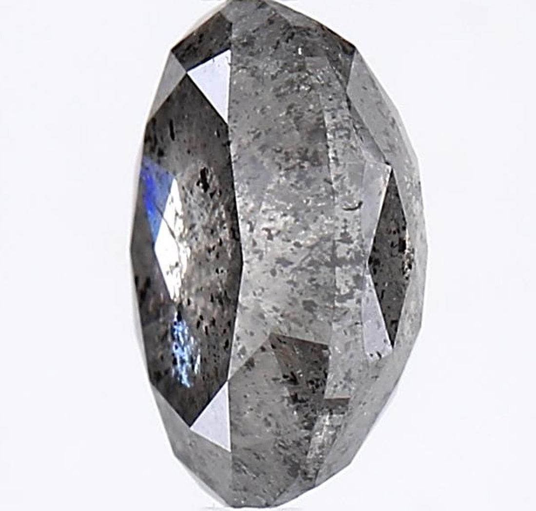 2.65 Carat Salt and Pepper Diamond, Natural Gray Color Oval Loose Diamond for Engagement Ring