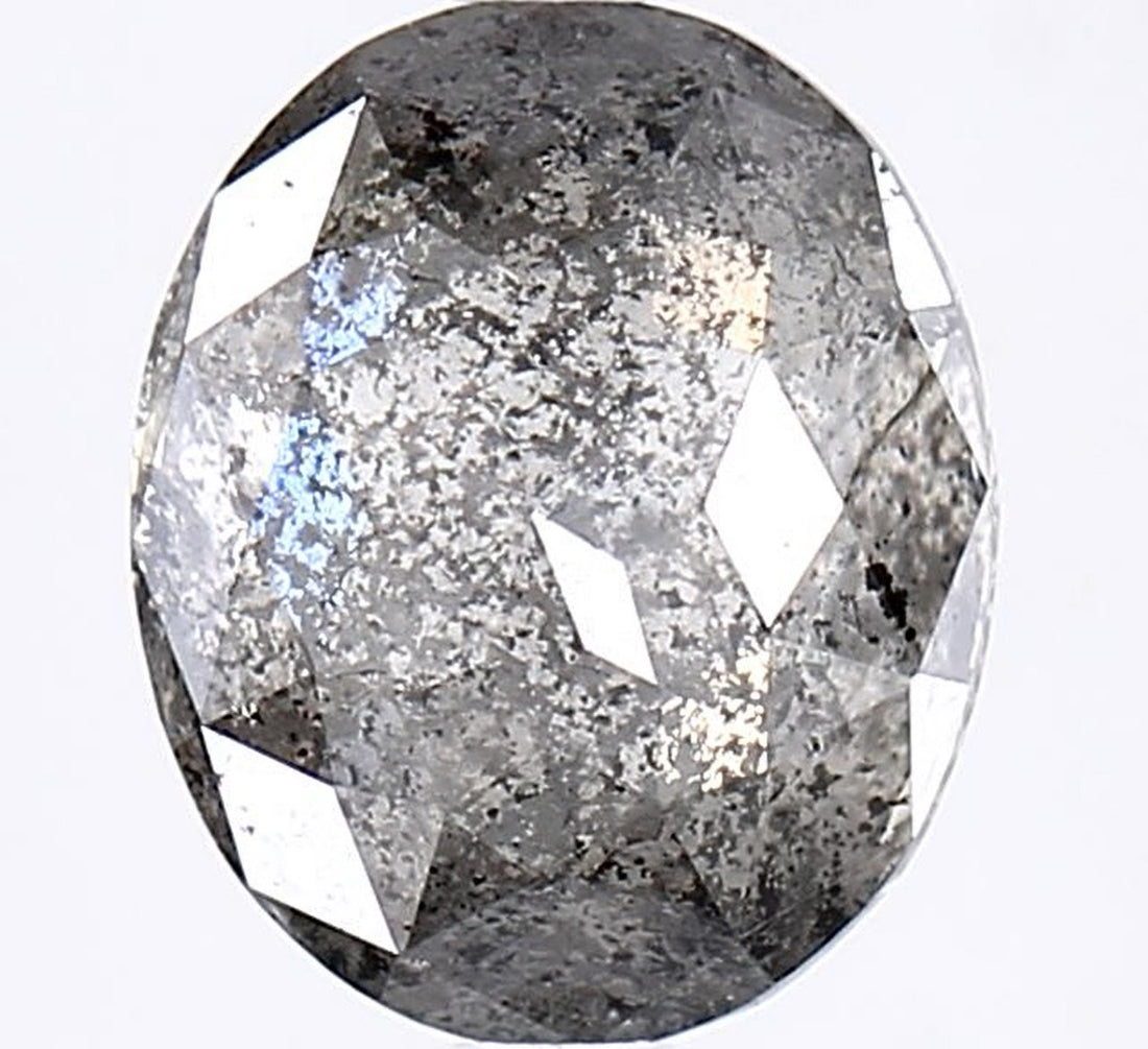 2.65 Carat Salt and Pepper Diamond, Natural Gray Color Oval Loose Diamond for Engagement Ring