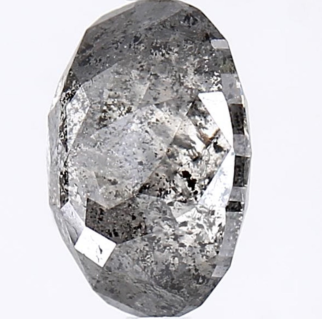 2.65 Carat Salt and Pepper Diamond, Natural Gray Color Oval Loose Diamond for Engagement Ring