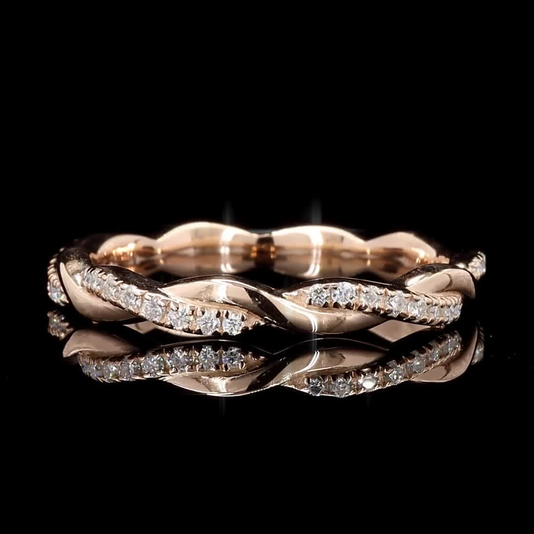 White Diamond Infinity Band, 14k Gold Natural Round Diamond Dainty Ring wt Certi, Handmade Vintage Gold Jewelry, Cluster Ring, Gift for Her