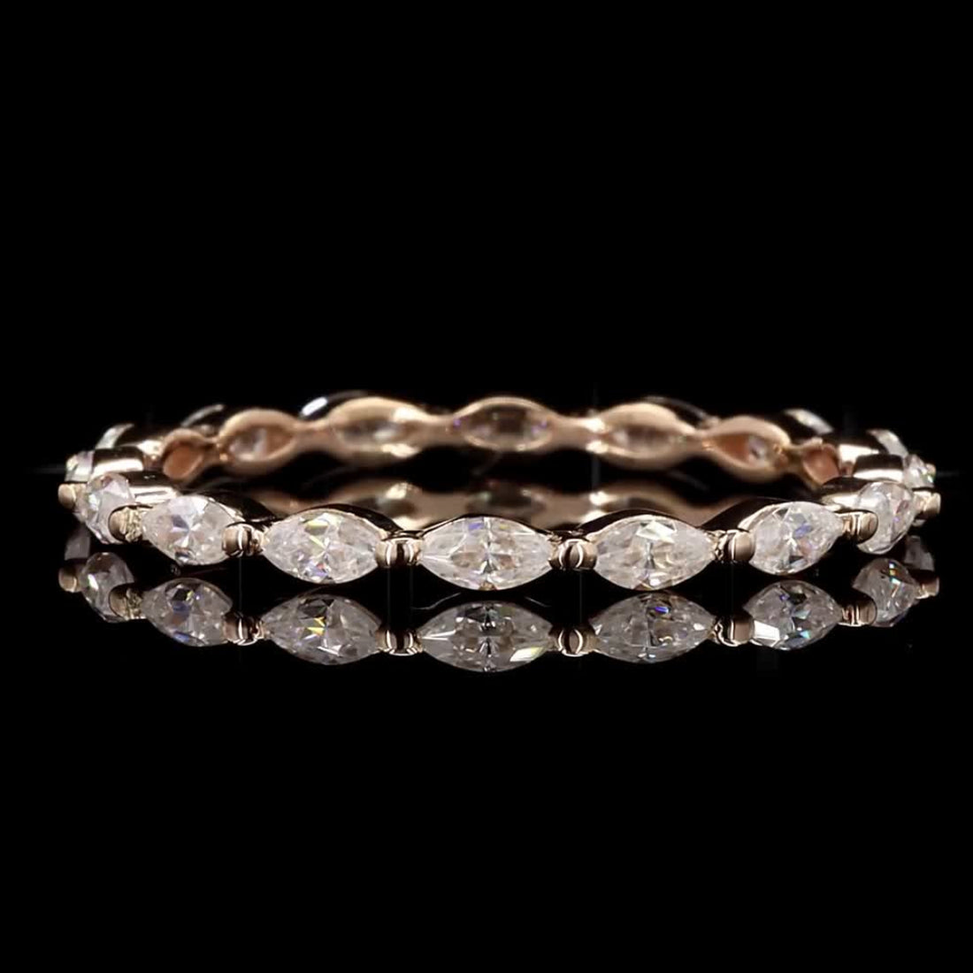 White Diamond Infinity Band, 14k Gold Natural Marquise Diamond Raw Ring, Unique Handmade Vintage Gold Jewelry, Cluster Ring, Gift for Women