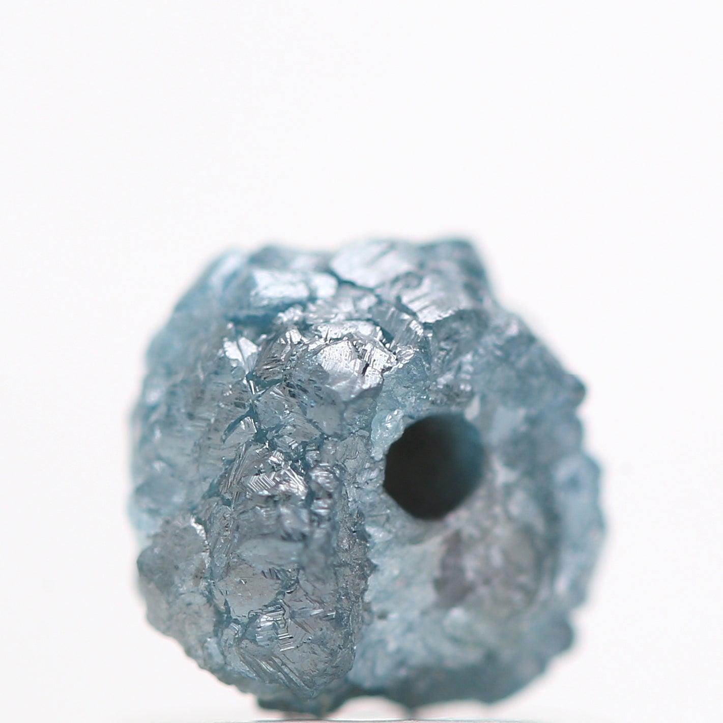 1.02 Carat Fancy Blue Color Rough Loose Diamond Beads with 1 MM Drilled Hole for Necklace
