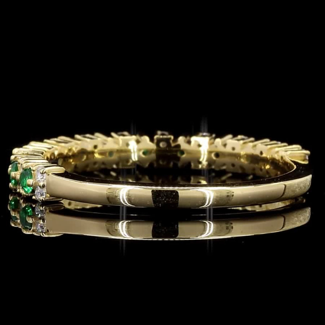 14k Gold Natural Green White Round Diamond Ring, Raw Diamond Dainty Ring, Vintage Gold Jewelry Eternity Cluster Ring, Gift for Her