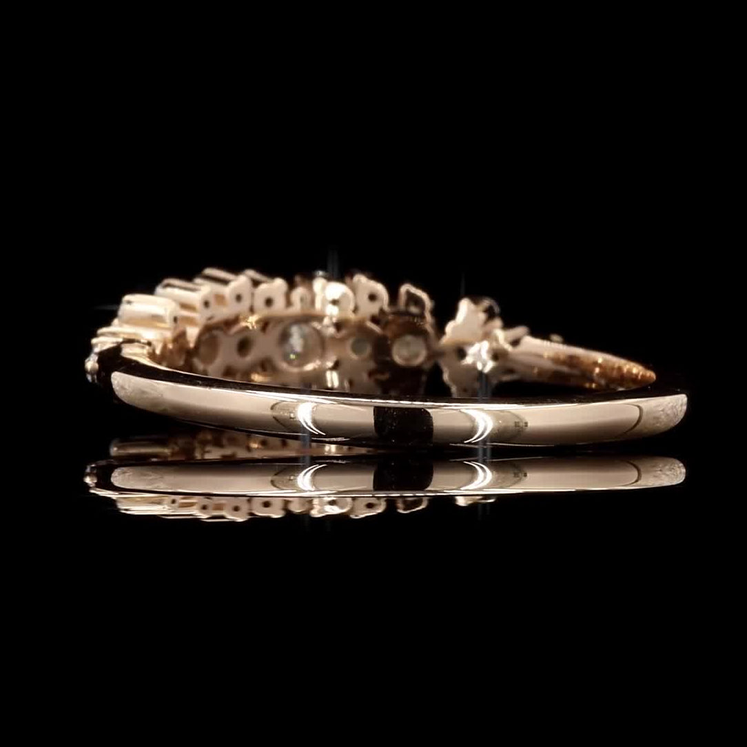 White Diamond Ring, 0.50 Ct 14k Gold Natural Round Diamond Dainty Ring, Unique Handmade Vintage Gold Jewelry, Cluster Ring, Gift for Her