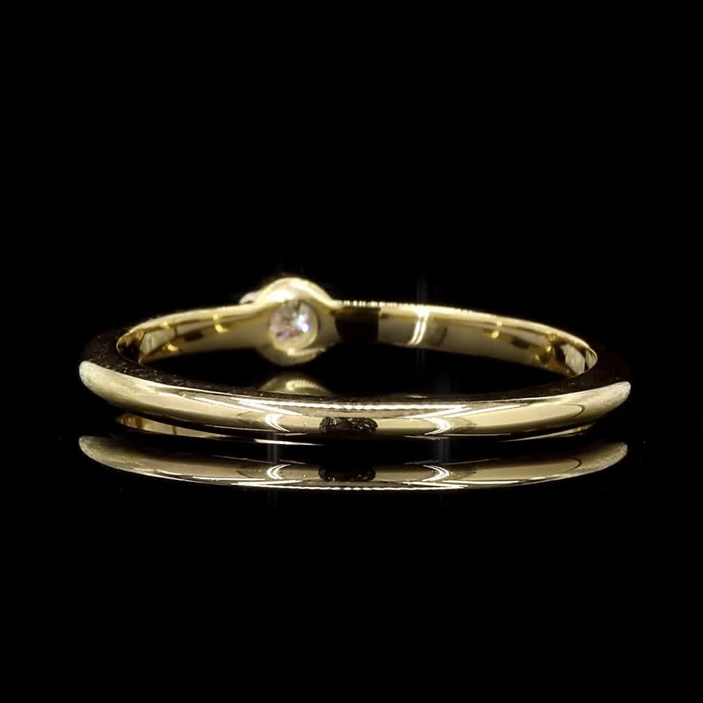 White Diamond Band, Natural Round Diamond 14k Gold Bezel Engagement Ring, Gift for Her