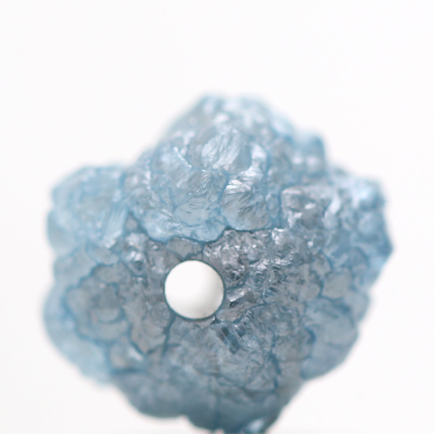 1.39 Carat Fancy Blue Color Rough Diamond Beads with 1 MM Drilled Hole, Natural Loose Diamonds