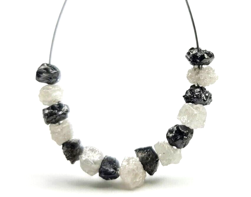 2.00 Ct Lot 1.50-2.50 MM Natural White Black Color Raw Rough Loose Diamond Beads with Drilled Hole