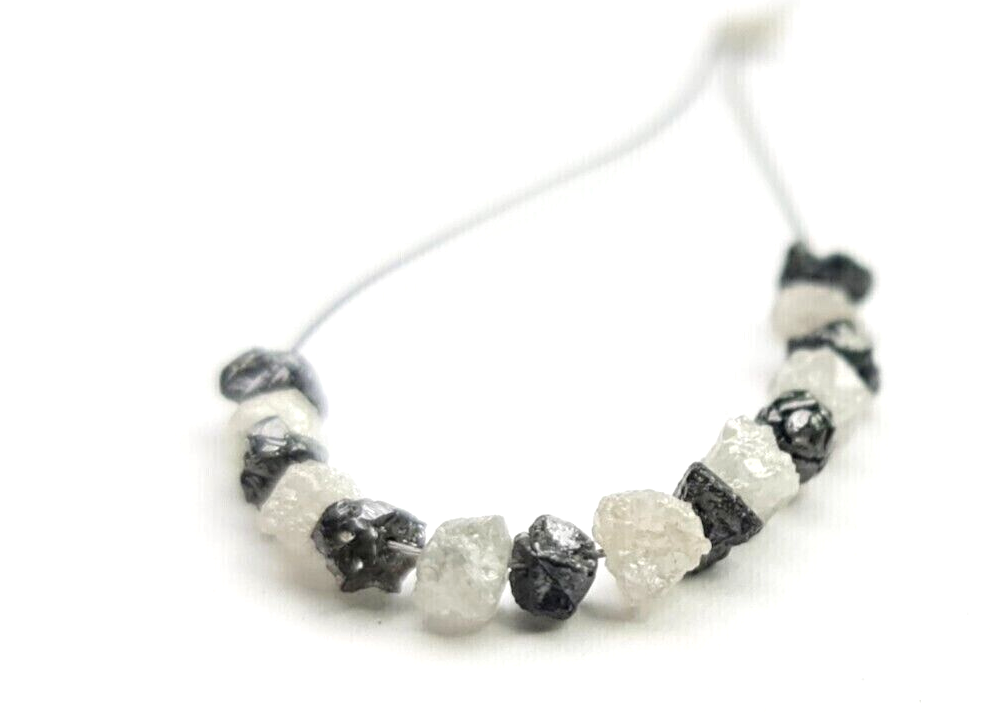 2.00 Ct Lot 1.50-2.50 MM Natural White Black Color Raw Rough Loose Diamond Beads with Drilled Hole