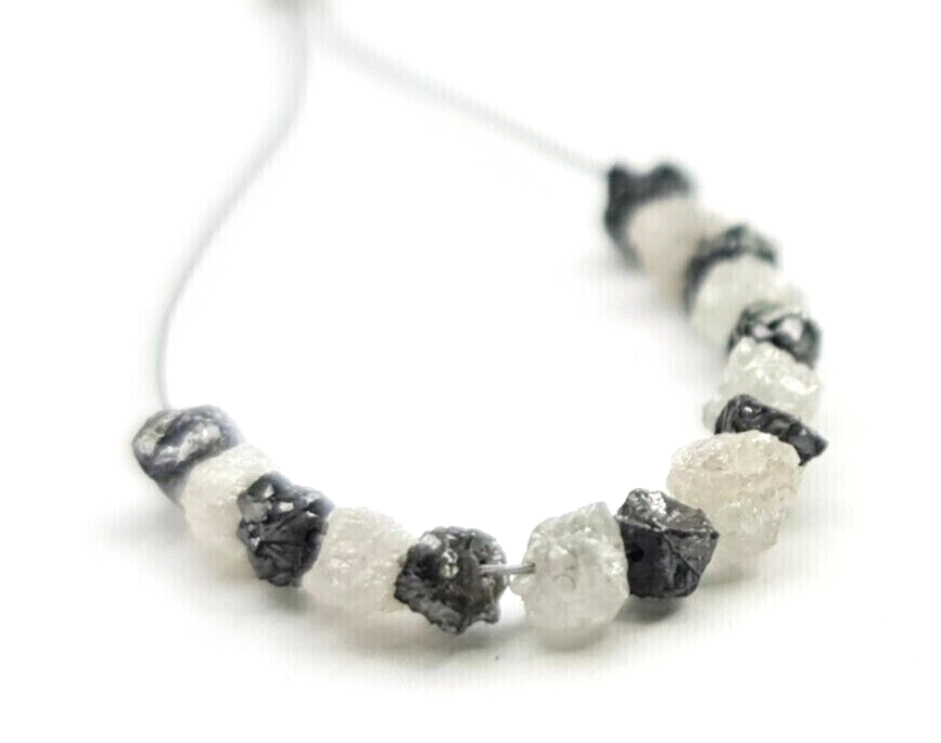 2.00 Ct Lot 1.50-2.50 MM Natural White Black Color Raw Rough Loose Diamond Beads with Drilled Hole