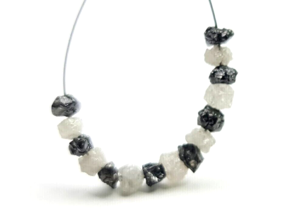 2.00 Ct Lot 1.50-2.50 MM Natural White Black Color Raw Rough Loose Diamond Beads with Drilled Hole