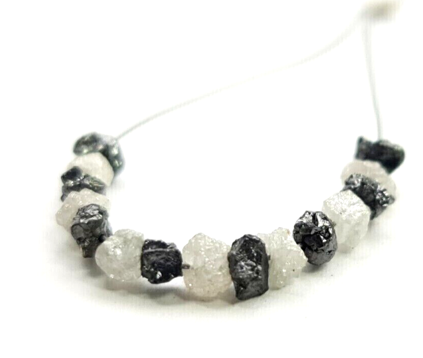 2.00 Ct Lot 1.50-2.50 MM Natural White Black Color Raw Rough Loose Diamond Beads with Drilled Hole
