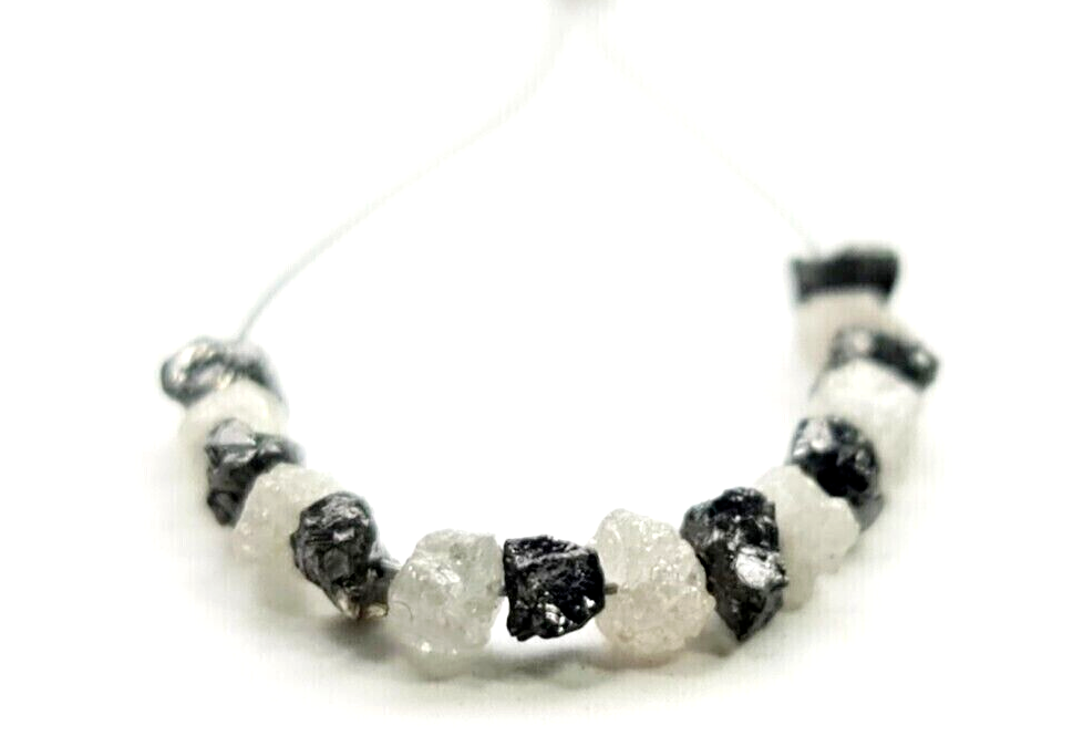 2.00 Ct Lot 1.50-2.50 MM Natural White Black Color Raw Rough Loose Diamond Beads with Drilled Hole