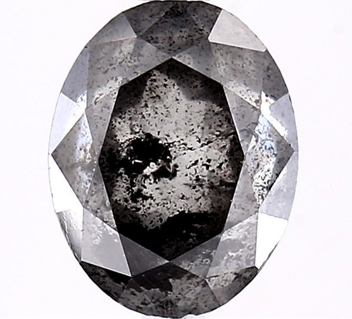 2.84 Carat Salt and Pepper Diamond, Natural Gray Color Oval Loose Diamond for Engagement Ring