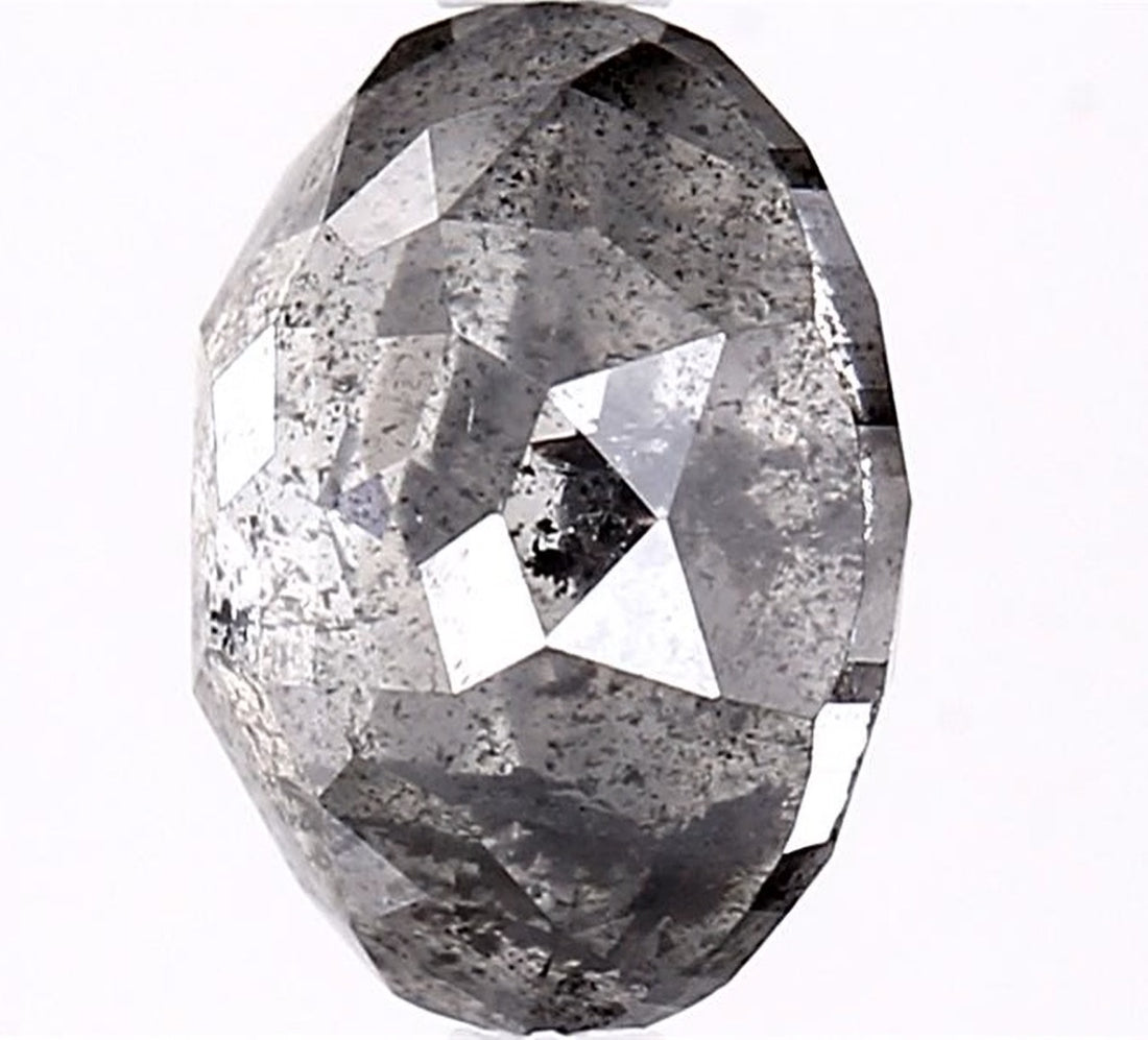 2.84 Carat Salt and Pepper Diamond, Natural Gray Color Oval Loose Diamond for Engagement Ring