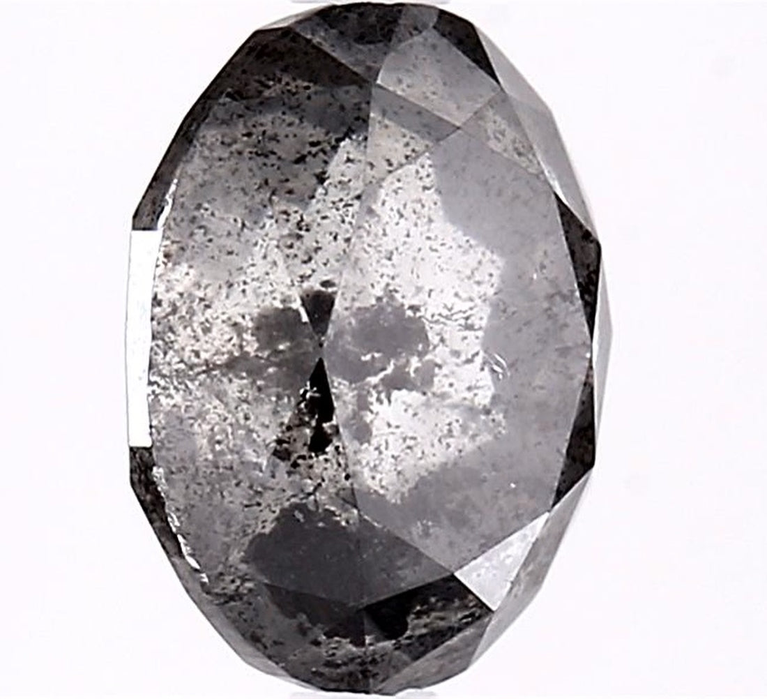 2.84 Carat Salt and Pepper Diamond, Natural Gray Color Oval Loose Diamond for Engagement Ring