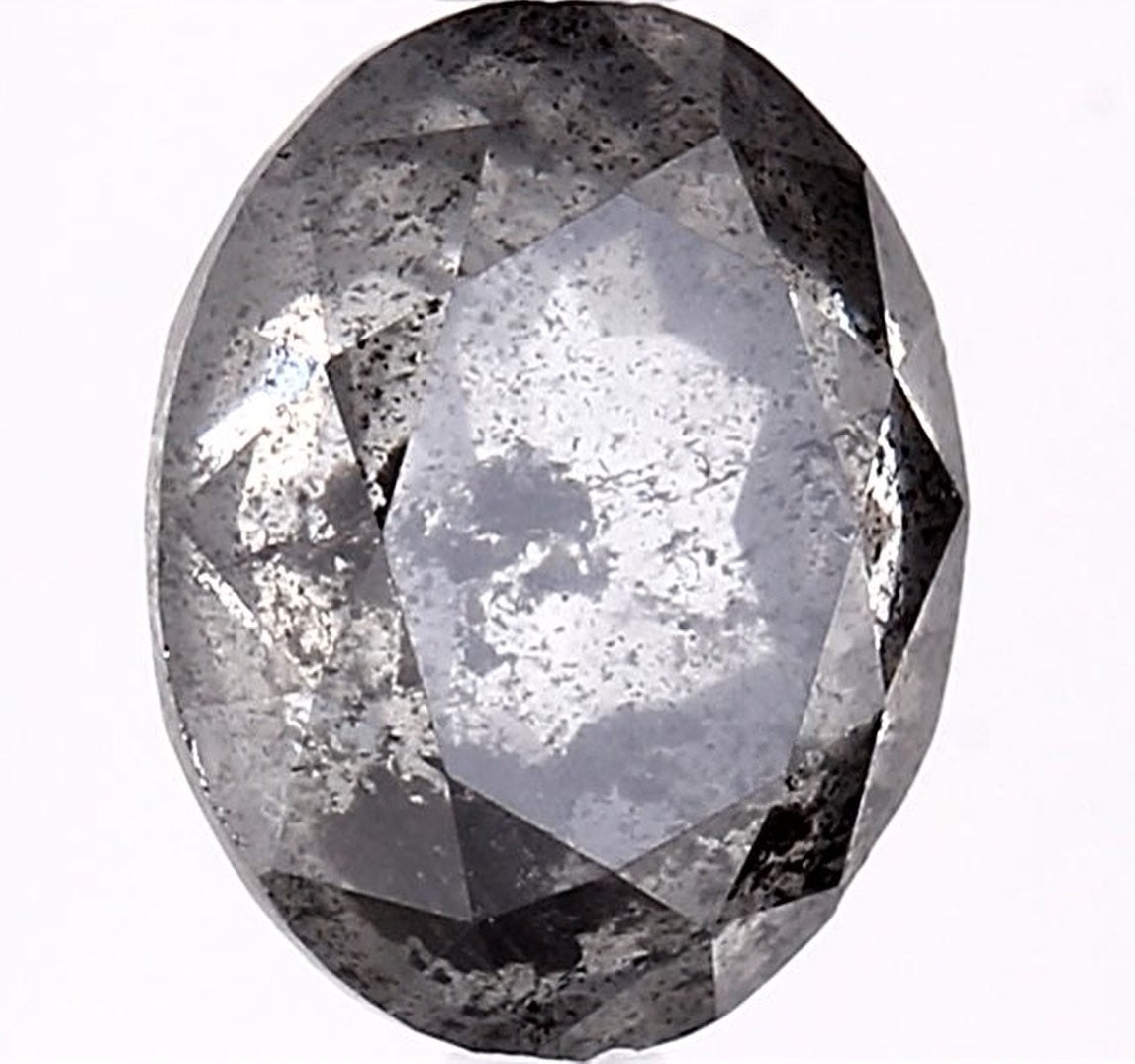 2.84 Carat Salt and Pepper Diamond, Natural Gray Color Oval Loose Diamond for Engagement Ring