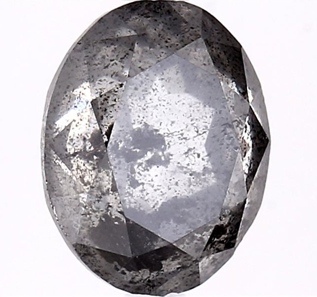 2.84 Carat Salt and Pepper Diamond, Natural Gray Color Oval Loose Diamond for Engagement Ring