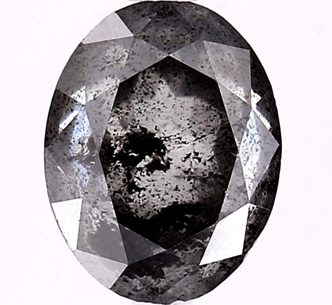 2.84 Carat Salt and Pepper Diamond, Natural Gray Color Oval Loose Diamond for Engagement Ring