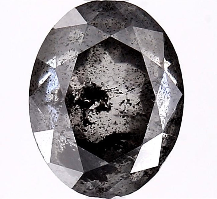 2.84 Carat Salt and Pepper Diamond, Natural Gray Color Oval Loose Diamond for Engagement Ring