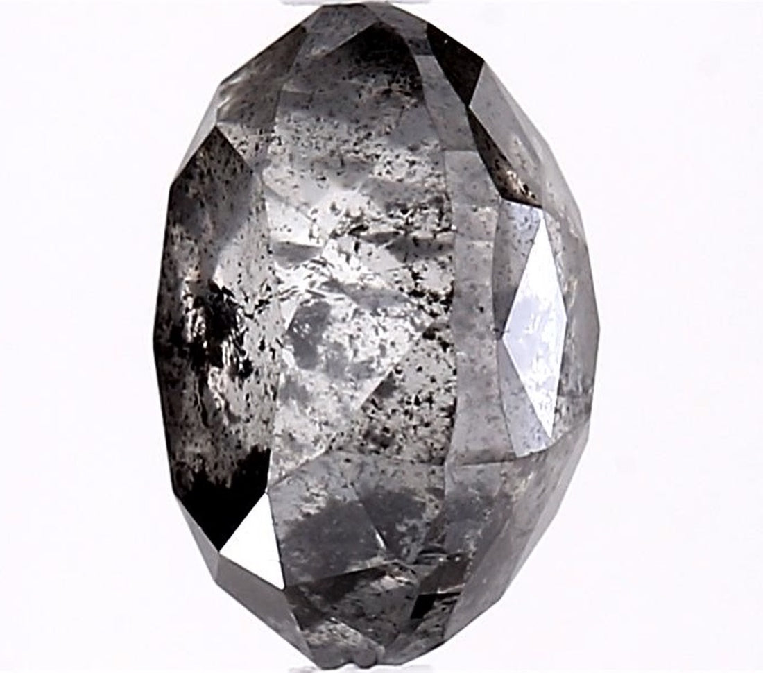 2.84 Carat Salt and Pepper Diamond, Natural Gray Color Oval Loose Diamond for Engagement Ring