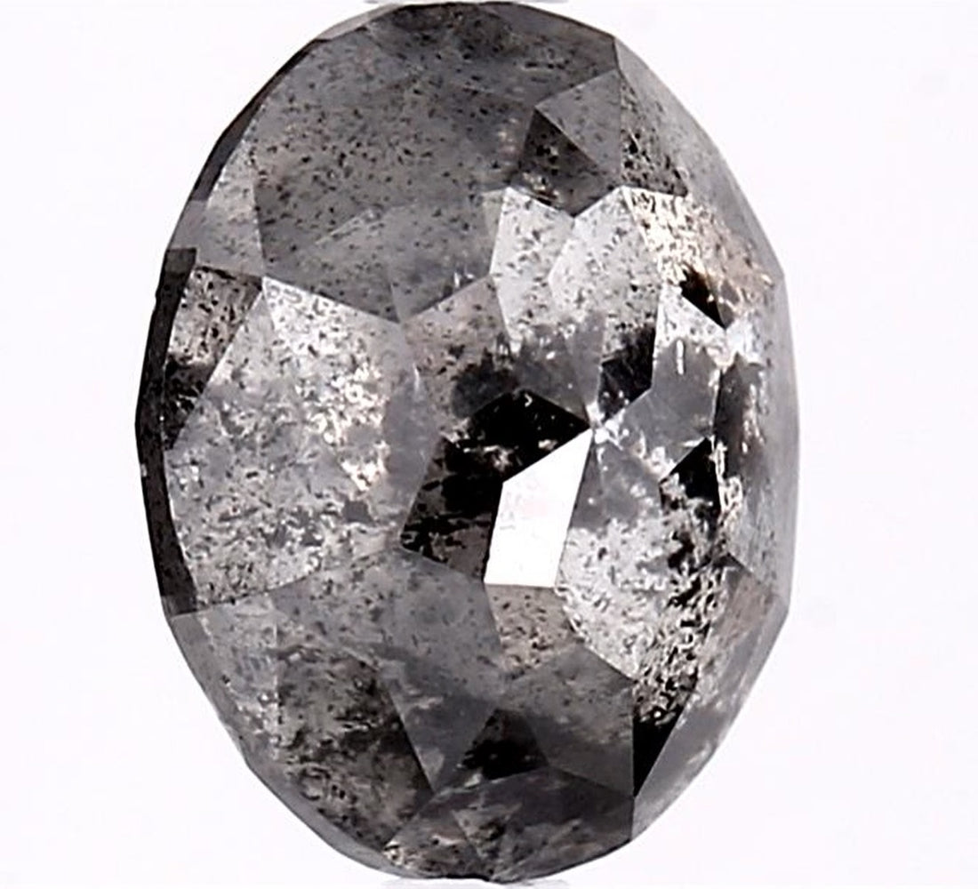 2.84 Carat Salt and Pepper Diamond, Natural Gray Color Oval Loose Diamond for Engagement Ring