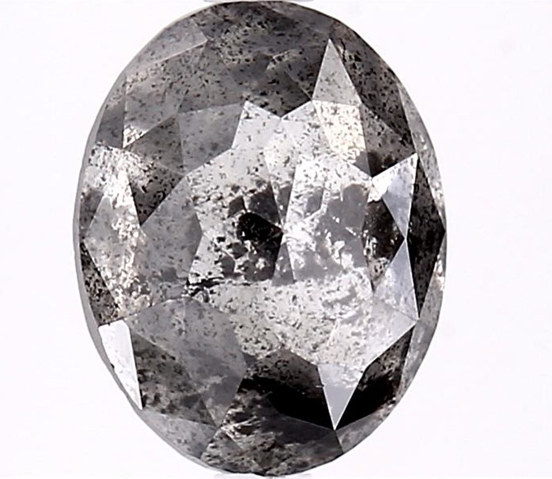 2.84 Carat Salt and Pepper Diamond, Natural Gray Color Oval Loose Diamond for Engagement Ring