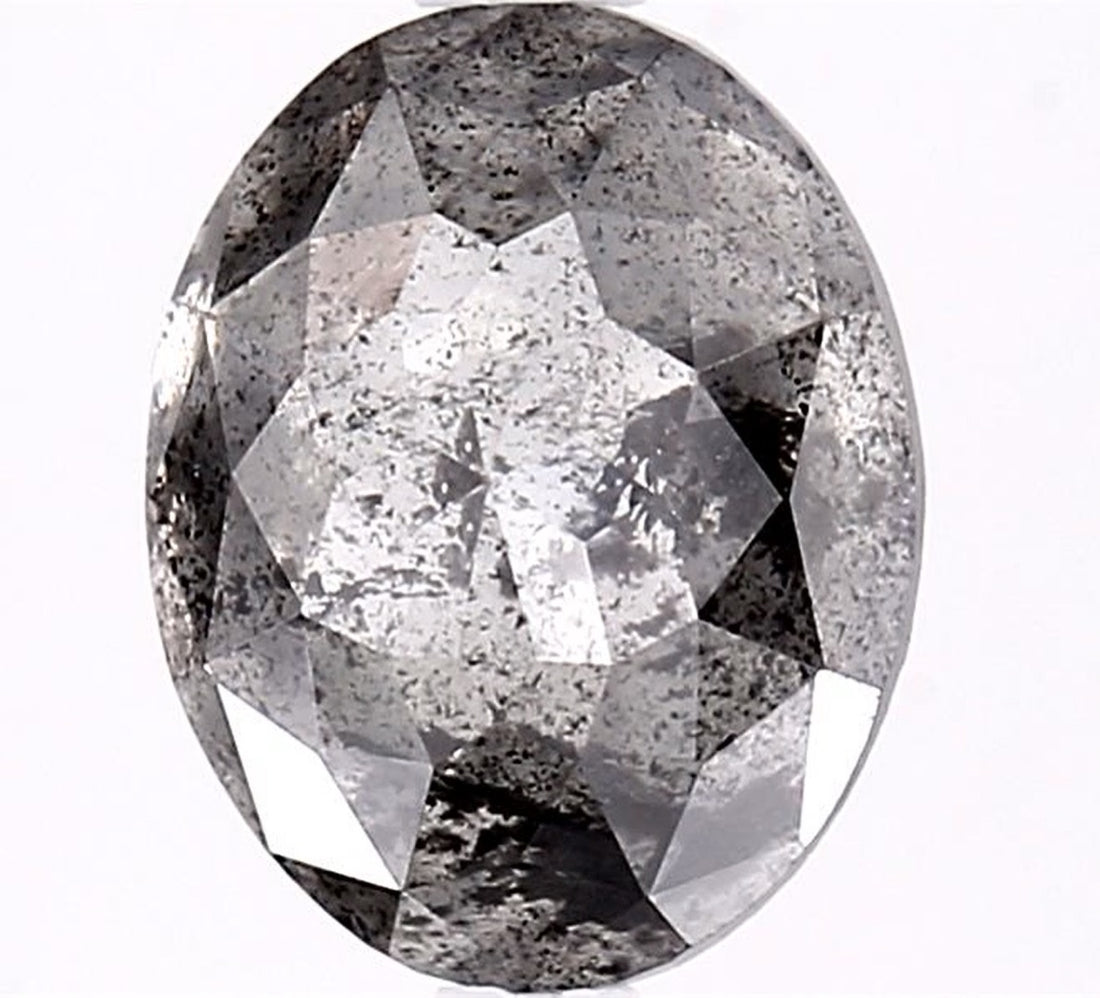 2.84 Carat Salt and Pepper Diamond, Natural Gray Color Oval Loose Diamond for Engagement Ring